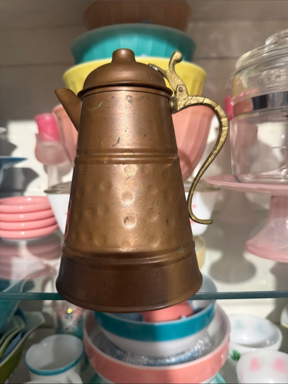 Antique hammered copper turkey coffee tea kettle